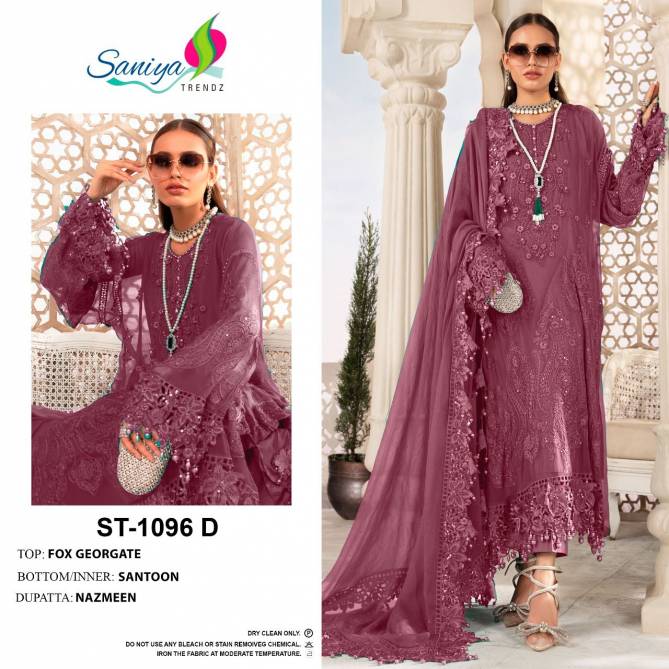 Saniya St 1096 Festive Wear Wholesale Georgette Pakistani Salwar Suit Catalog
